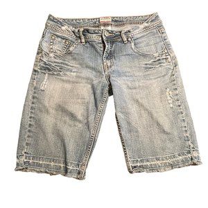 No Boundaries Stretch Denim Shorts Distressed Light Wash Junior 11 S1090-378